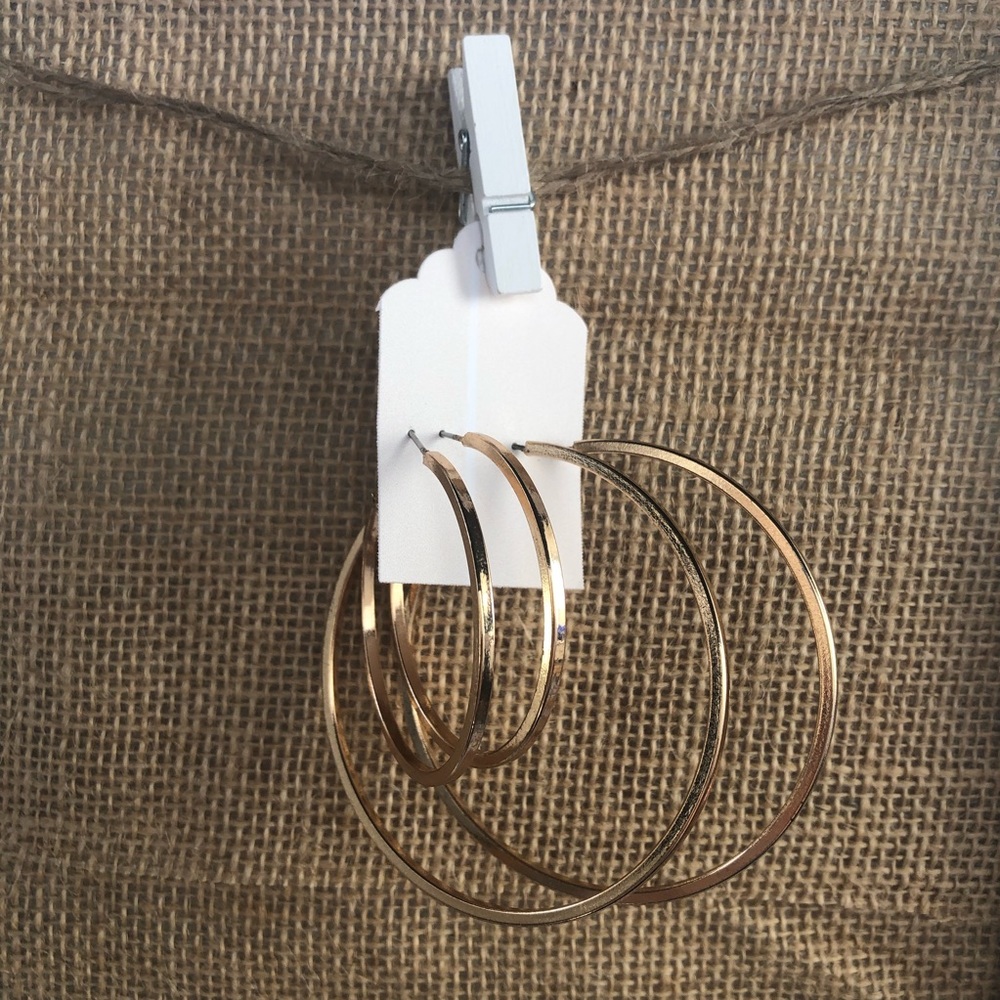 Gold Coloured Hoop Set - Picture 3 of 3